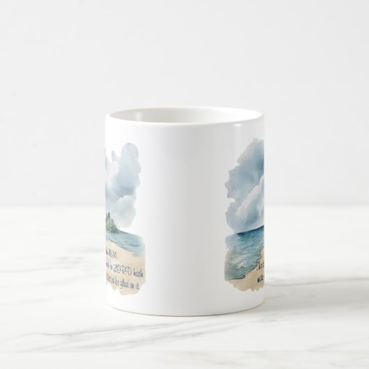 Mug Psalm 118 Day to Rejoice Cloudy Beach Scene (Centre)