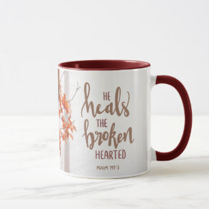 Mug Psaume 147:3 Il guérit le coeur brisé