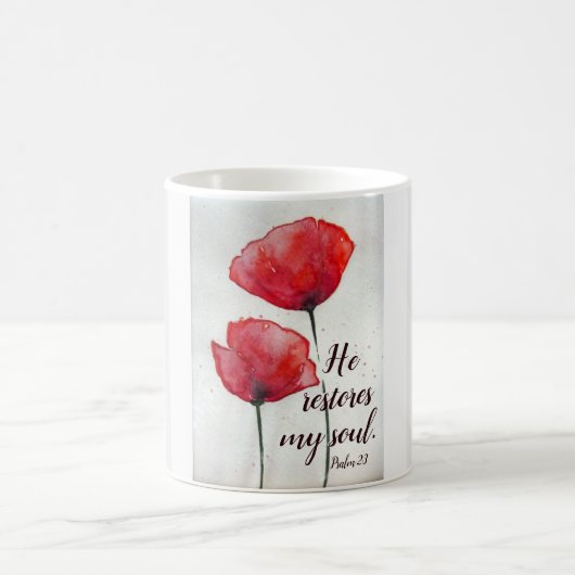 Mug Psaume 23:3 He restores my soul, Bible Verse Flora (Centre)