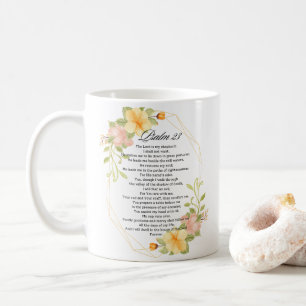 Mug Psaume 23 Écriture Bible Cadre Floral Jaune
