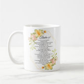 Mug Psaume 23 Écriture Bible Cadre Floral Jaune (Gauche)