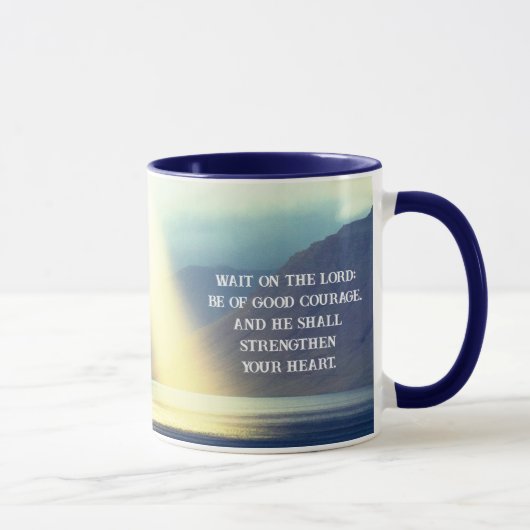 Mug Psaume 27:14 Attendez sur l'Eternel Bible Verse Oc (Droite)