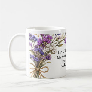 Mug Psaume 28:7 Verset Biblique, Art Floral Lavande Vi
