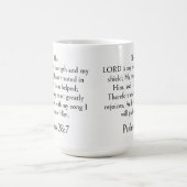 Mug Psaume 28:7 Verset biblique, Écriture moderne de f (Centre)