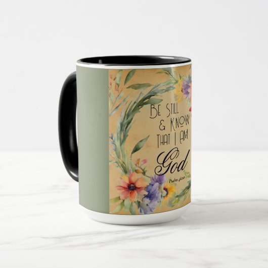 Mug Psaume 46:10 Verse de la Bible (Devant gauche)