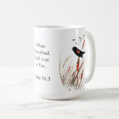 Mug Psaume 56:3 Bible Scripture Trust en vous Blackbir (Devant droit)