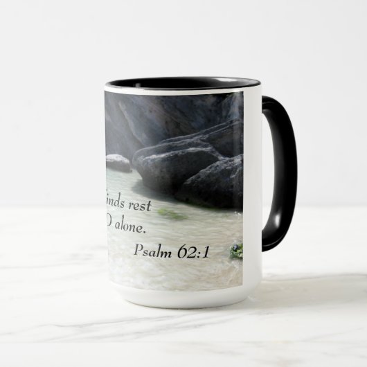 Mug Psaume 62:1 Mon âme trouve le repos en Dieu seul. (Devant droit)