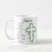 Mug Psaume 91:1-2 Croix religieuse de verdure Verset b (Gauche)