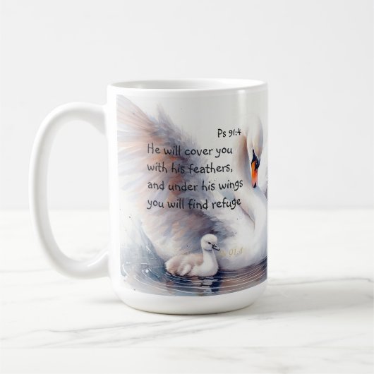Mug Psaume 91:4 Ailes Protection de Dieu Bible Écritur (Gauche)