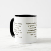 Mug Psaumes 27:14 KJV Bible Écriture à deux tons (Devant gauche)