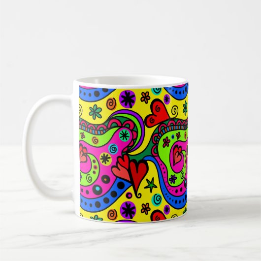 Mug Pschedelic Bohemian Hippie Cool Amusant les années (Gauche)