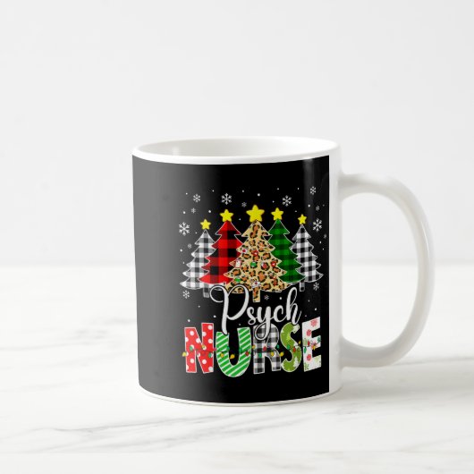 Mug Psych Nurse Xmas Tree Leopard Red Plaid Christmas  (Droite)