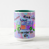 Mug Psychédélique années 60—Paix, Amour, Rock 'n' Roll (Centre)