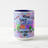 Mug Psychédélique années 60—Paix, Amour, Rock 'n' Roll (Centre)