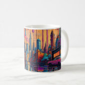Mug Psychédélique Bleu Orange Ville Sèche (Devant droit)