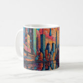 Mug Psychédélique Bleu Orange Ville Sèche (Devant gauche)