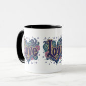 Mug Psychédélique Boho Love Letting avec Accent Floral (Devant gauche)