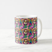 Mug Psychédélique Hippie Chiot Super Douche Rideau (Devant droit)