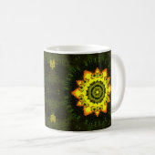 Mug Psychédélique Hippie Fleur Jaune et Vert (Devant droit)