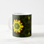 Mug Psychédélique Hippie Fleur Jaune et Vert (Devant gauche)