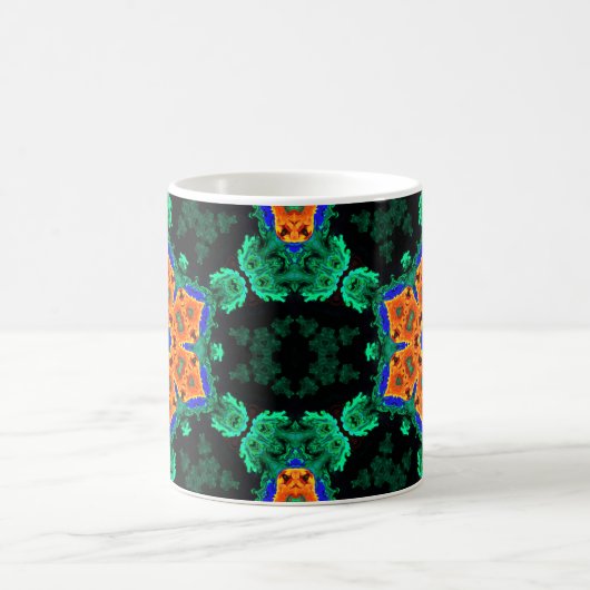 Mug Psychédélique Hippie Fleur Orange et Turquoise (Centre)