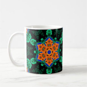Mug Psychédélique Hippie Fleur Orange et Turquoise