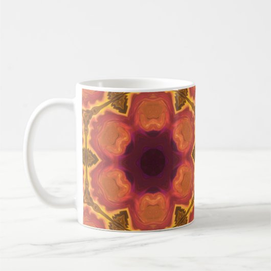 Mug Psychédélique Hippie Fleur Orange violet et jaune (Gauche)