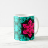 Mug Psychédélique Hippie Fleur rose et Turquoise (Devant droit)