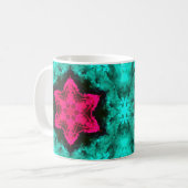 Mug Psychédélique Hippie Fleur rose et Turquoise (Devant gauche)