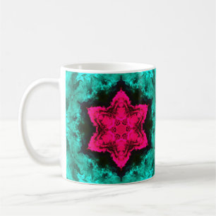 Mug Psychédélique Hippie Fleur rose et Turquoise
