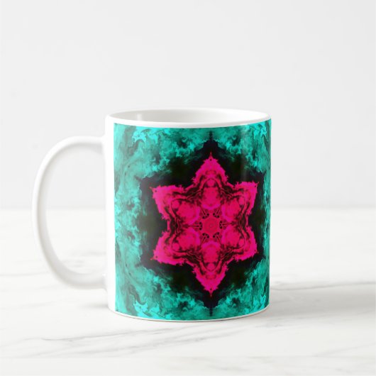 Mug Psychédélique Hippie Fleur rose et Turquoise (Gauche)