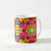 Mug Psychédélique Hippie Fleur rose jaune et vert (Devant droit)