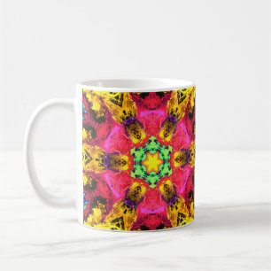 Mug Psychédélique Hippie Fleur rose jaune et vert