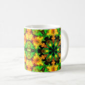 Mug Psychédélique Hippie Fleur vert orange et jaune (Devant droit)