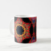 Mug Psychédélique Mandala Fleur Rouge Orange et Vert (Devant gauche)
