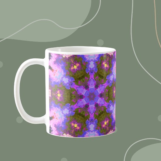 Mug Psychédélique Mandala Fleur violet et bleu
