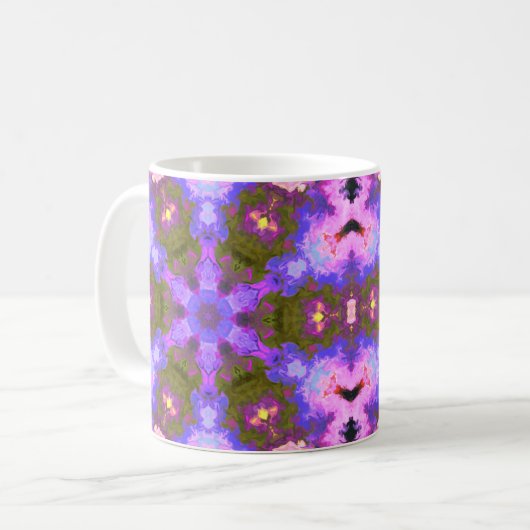Mug Psychédélique Mandala Fleur violet et bleu (Devant gauche)