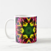 Mug Psychédélique Mandala Flower rose jaune et vert (Gauche)