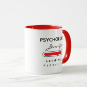 Mug PSYCHOLOGISTE [Nom] Chargement Rouge & Blanc (Devant droit)