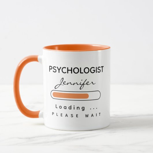 Mug PSYCHOLOGUE [Nom] Chargement Orange & Blanc (Gauche)