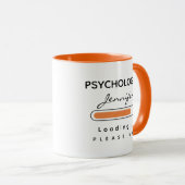 Mug PSYCHOLOGUE [Nom] Chargement Orange & Blanc (Devant droit)