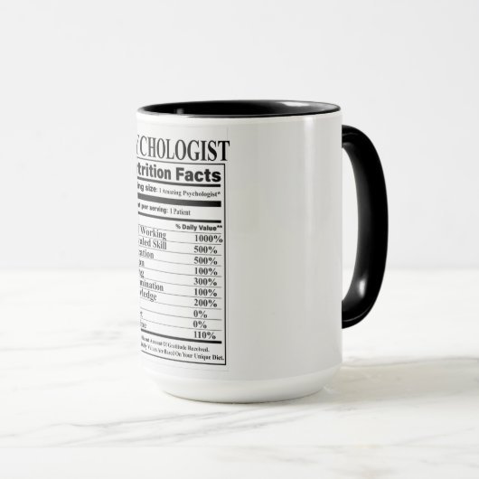 Mug Psychologue Nutrition Fiches (Devant droit)