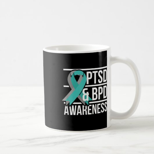 Mug Ptsd &amp ; Sensibilisation Bpd, Ruban Turquoise E (Droite)