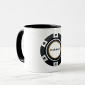 Mug Puce de poker personnalisable noir blanc (Devant gauche)
