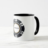 Mug Puce de poker personnalisable noir blanc (Devant droit)