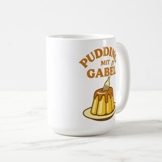 Mug Pudding Mit Gabel Funny Design (Devant droit)