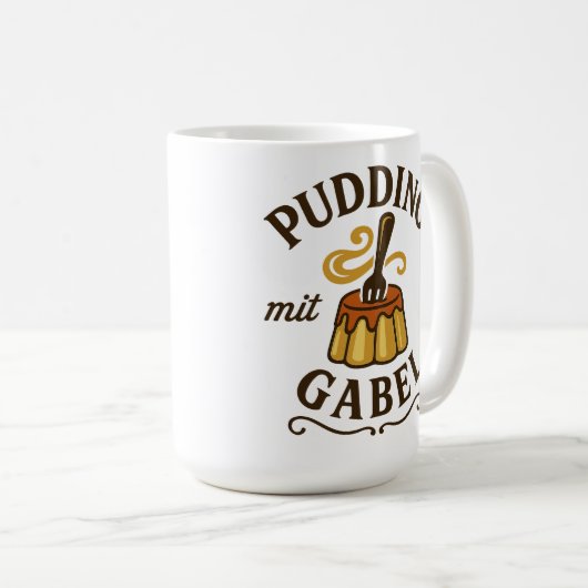 Mug Pudding Mit Gabel Funny Design (Devant droit)