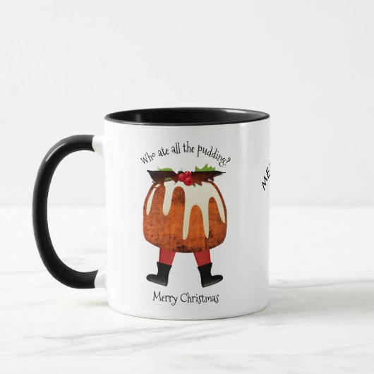 Mug Pudding personnalisé Joyeux Monogramme de Noël (Gauche)