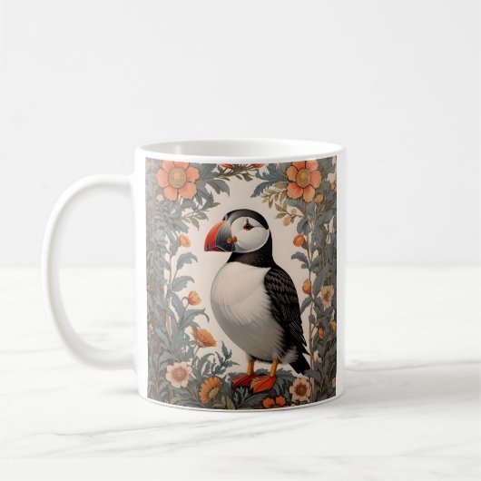 Mug Puffin Atlantique William Morris Inspiré Floral (Gauche)