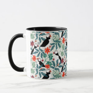 Mug Puffins Motif Beige Chaud